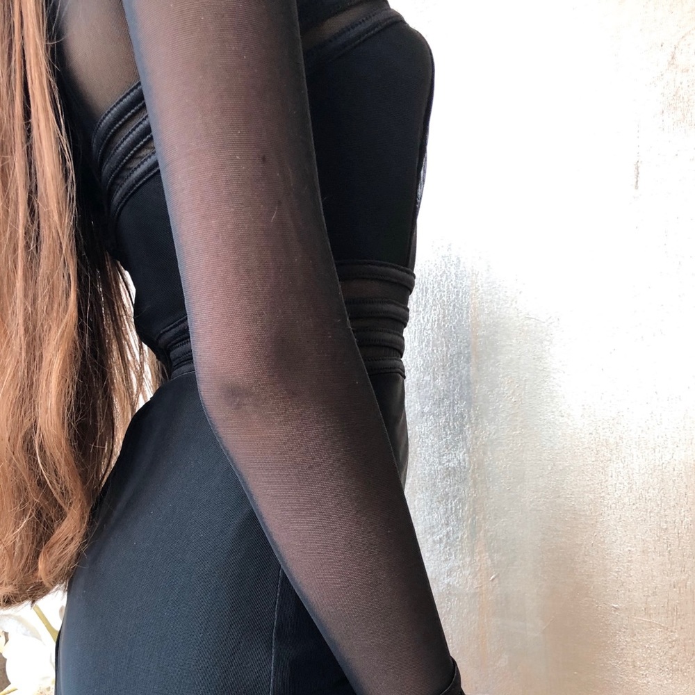 NEW Tadashi Black Sheer Maxi Dress // Elegant Prom - Picture 4 of 4